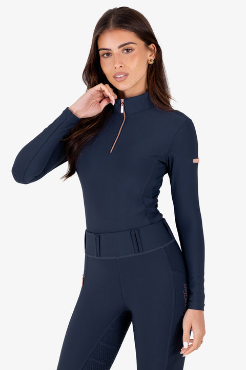 Kylie - Camisa de montar | Azul "Oro rosa"