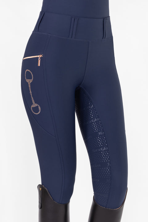CRYSTAL KYLIE - RIDING LEGGINGS | NAVY ROSE GOLD