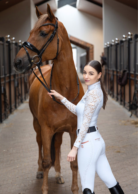 GEORGIA - SHOW SHIRT | WHITE LACE ROSE GOLD