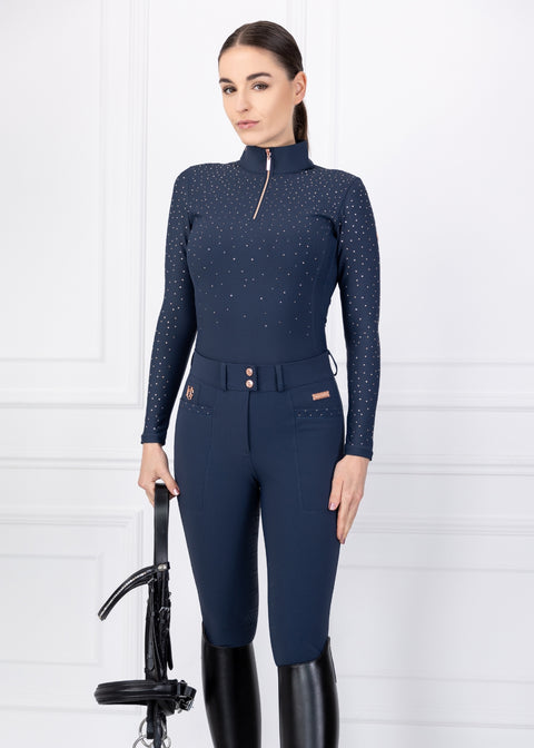 KYLIE - BASE LAYER LONG SLEEVE | NAVY ROSE GOLD SWAROVSKI