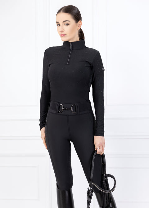 KYLIE - BASE LAYER LONG SLEEVE | BLACK SWAROVSKI CRYSTALS