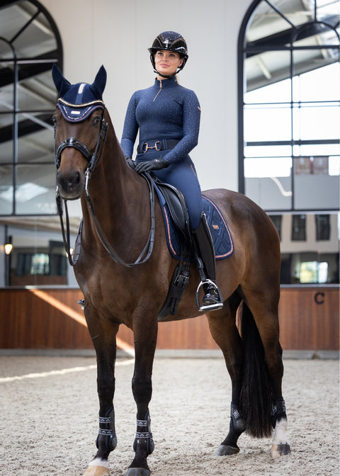 KYLIE - TRAININGSSHIRT | NAVY ROSÉ GOUD SWAROVSKI