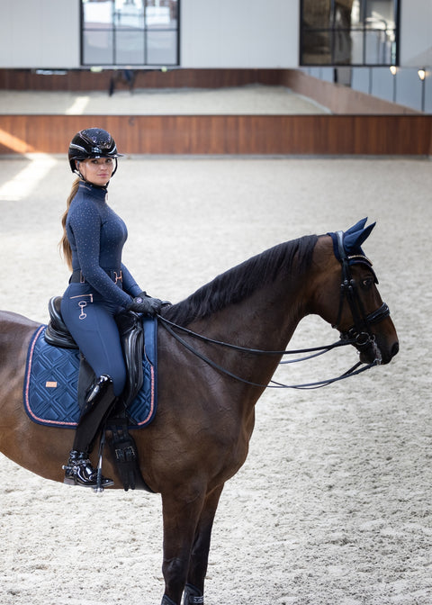 KYLIE - TRAININGSSHIRT | NAVY ROSÉ GOUD SWAROVSKI