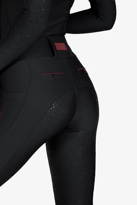 CRYSTAL KYLIE - RIDING LEGGINGS | BLACK X ROSE BERRY