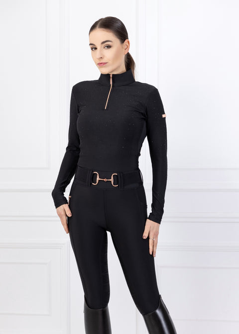 KYLIE - BASE LAYER LONG SLEEVE | BLACK SWAROVSKI - ROSE GOLD