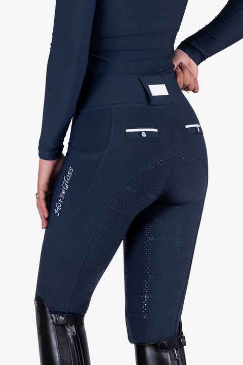 CRYSTAL KYLIE - RIDING LEGGINGS | NAVY - WHITE CRYSTALS