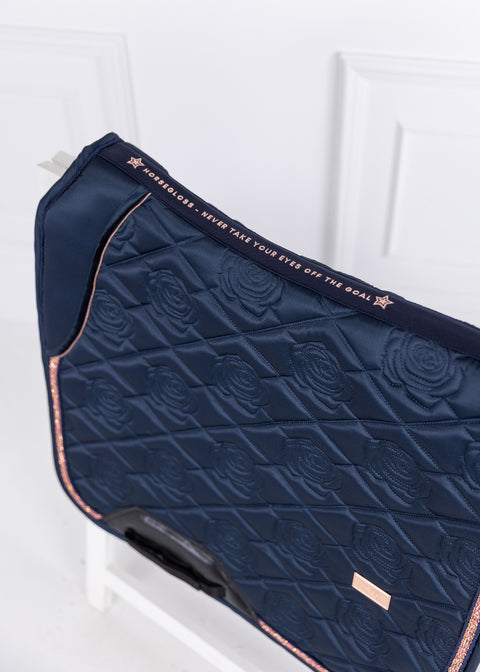 SERENA - DRESSAGE SADDLE PAD | NAVY ROSE GOLD CRYSTALS