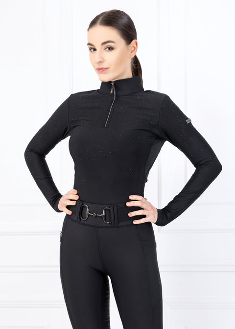 KYLIE - BASE LAYER LONG SLEEVE | BLACK SWAROVSKI CRYSTALS