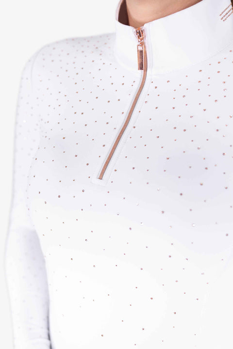 KYLIE - BASE LAYER LONG SLEEVE | WHITE ROSE GOLD CRYSTAL