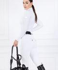 Paris - Pantaloni da equitazione | Bianco "Argento" Polvere di stelle Swarovski | Full Grip