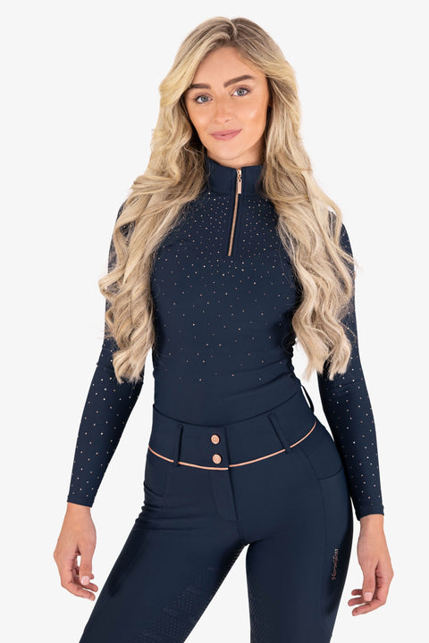 KYLIE - BASE LAYER LONG SLEEVE | NAVY ROSE GOLD CRYSTAL