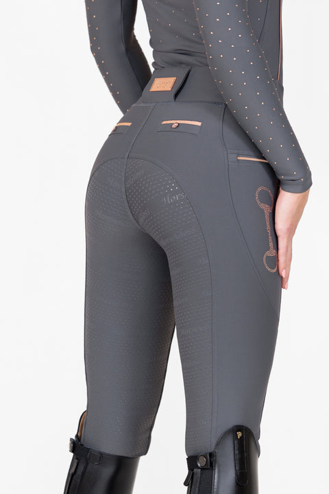 CRYSTAL KYLIE - RIDING LEGGINGS | SMOKEY GREY ROSE GOLD