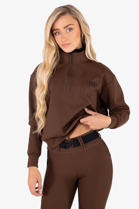GINNY - QUARTER ZIP | MOCHA LATTE