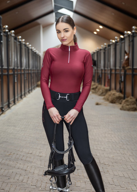 KYLIE - RIDING LEGGINGS | BLACK X ROSE BERRY