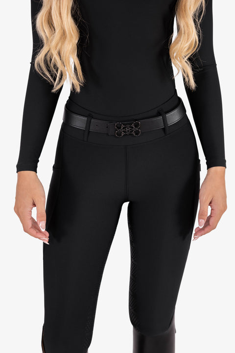 GINNY LEATHER BIT BELT | BLACK - METALLIC BLACK