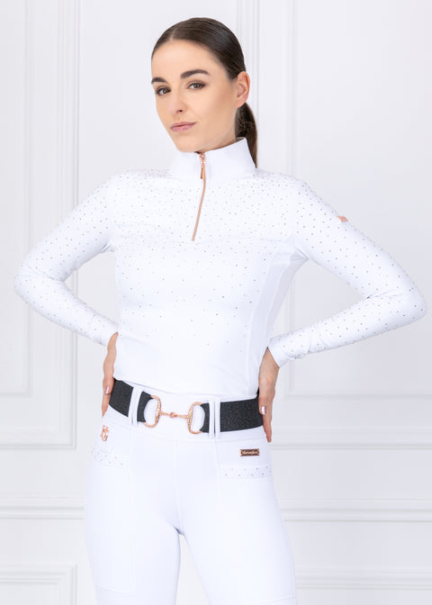 KYLIE - BASE LAYER LONG SLEEVE | WHITE ROSE GOLD SWAROVSKI