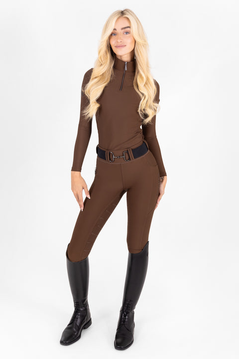 Kylie – Koszulka jeździecka z długim rękawem | Mocha Latte
