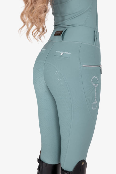 CRYSTAL KYLIE - RIDING LEGGINGS | DYNASTY GREEN