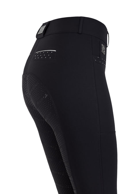 Hailey - Pantaloni da equitazione | Nero "Argento" Swarovski | Full Grip