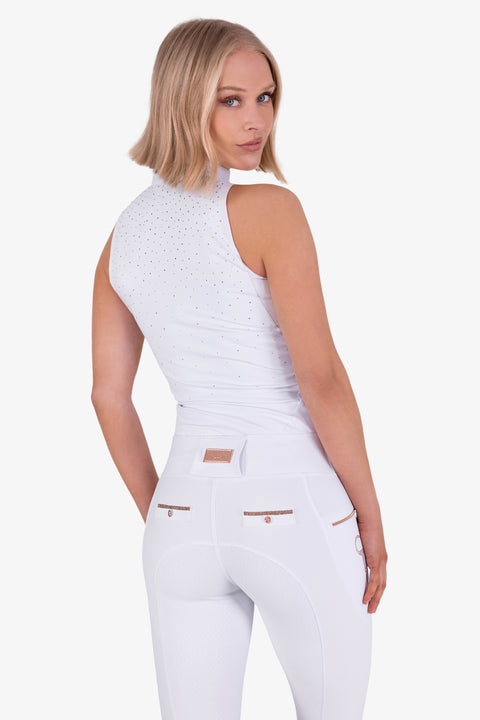 CRYSTAL KYLIE - RIDING LEGGINGS | WHITE - ROSE GOLD