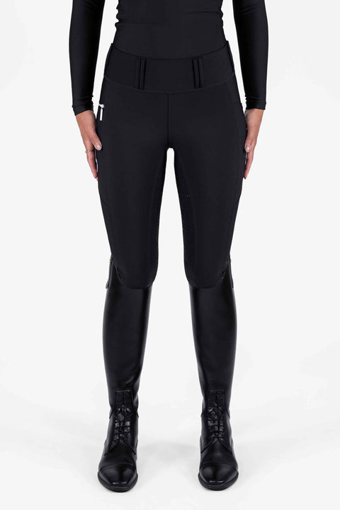 CRYSTAL KYLIE - RIDING LEGGINGS | BLACK - WHITE CRYSTALS