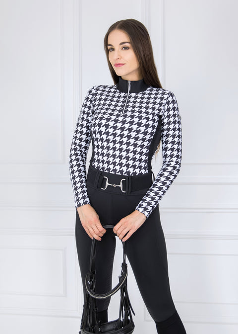 Kylie - Camicie Da Equitazione | Nero & Bianca 'Houndstooth"