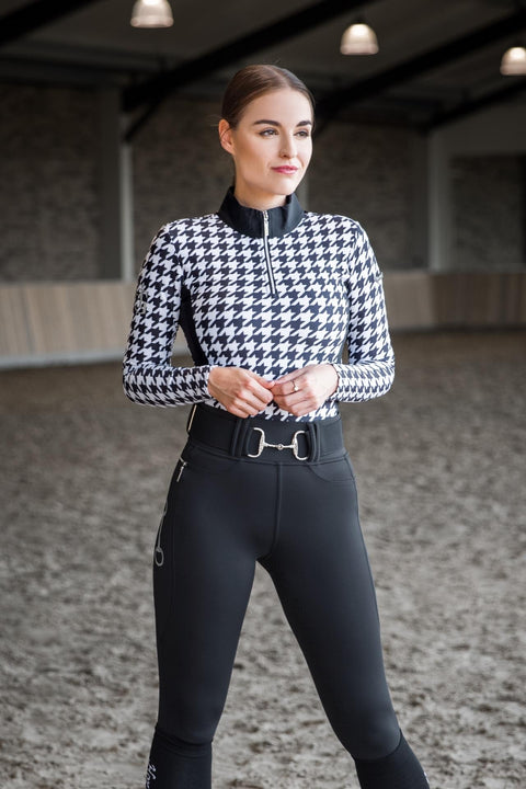 Kylie - Camicie Da Equitazione | Nero & Bianca 'Houndstooth"