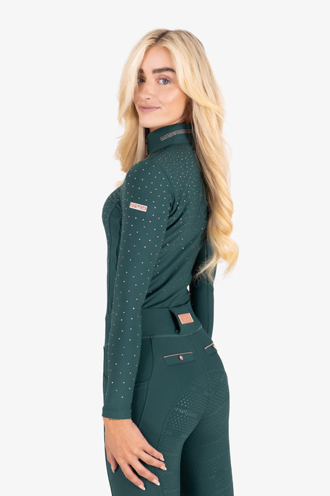 Kylie – Koszulka jeździecka z długim rękawem | La Lune Różowe złoto crystal