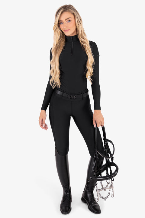 GINNY LEATHER BIT BELT | BLACK - METALLIC BLACK