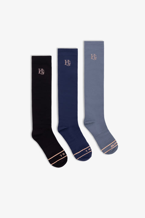 RIDING SOCKS | 3-PACK BLACK NAVY LA MUSE ROSE GOLD
