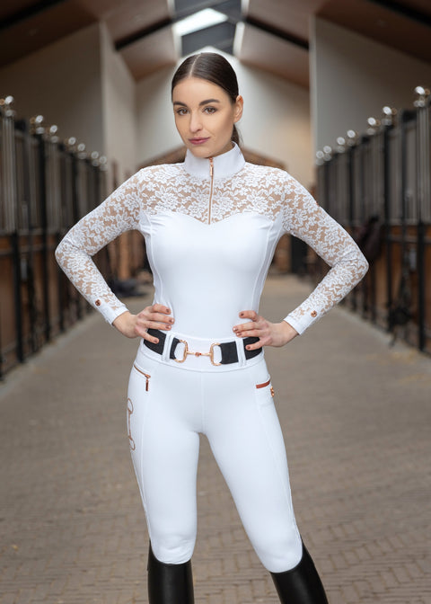 GEORGIA - SHOW SHIRT | WHITE LACE ROSE GOLD