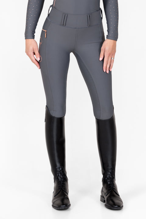 CRYSTAL KYLIE - RIDING LEGGINGS | SMOKEY GREY ROSE GOLD