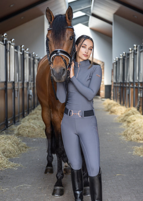 Kylie - Leggings da equitazione | Smokey Grey "Oro Rosa"  Full Grip