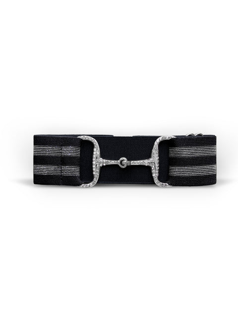 GINNY - BELT | STRIPE | BLACK SILVER SWAROVSKI