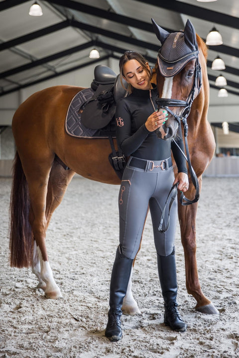 KYLIE - RIDING LEGGINGS | SMOKEY GREY ROSE GOLD