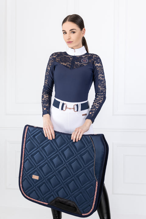 Celine - Sottosella da dressage | Navy "Oro Rosa"