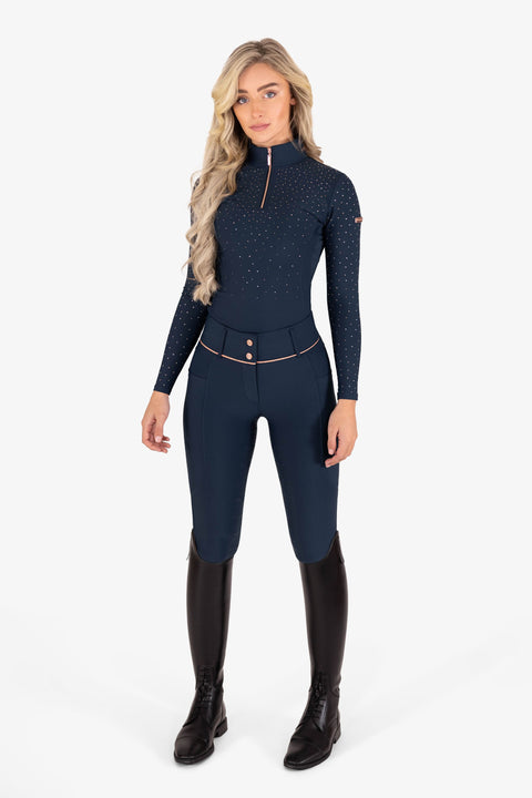 KYLIE - BASE LAYER LONG SLEEVE | NAVY ROSE GOLD CRYSTAL