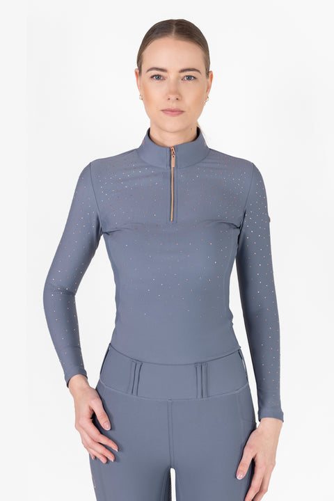 Kylie – Koszulka jeździecka z długim rękawem | La Muse Różowe złoto crystal