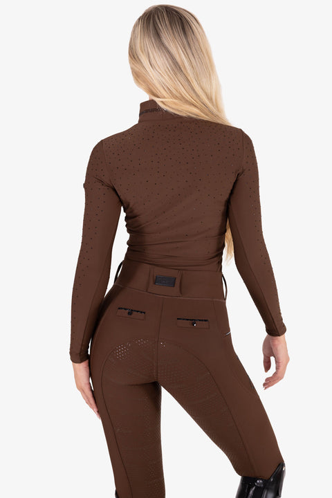 KYLIE - BASE LAYER LONG SLEEVE | MOCHA LATTE - BLACK CRYSTALS