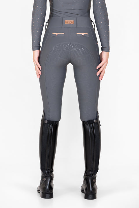 CRYSTAL KYLIE - RIDING LEGGINGS | SMOKEY GREY ROSE GOLD