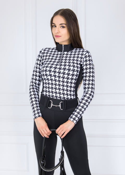 Kylie - Camicie Da Equitazione | Nero & Bianca 'Houndstooth"