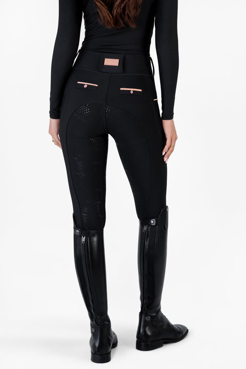 CRYSTAL KYLIE - RIDING LEGGINGS | BLACK ROSE GOLD