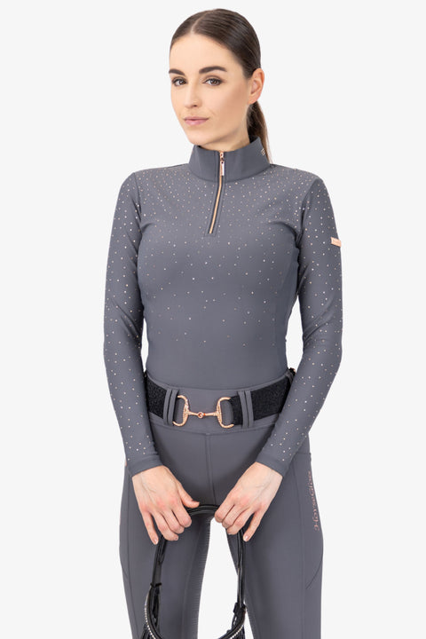 Kylie – Koszulka jeździecka z długim rękawem | Smokey Grey Crystal