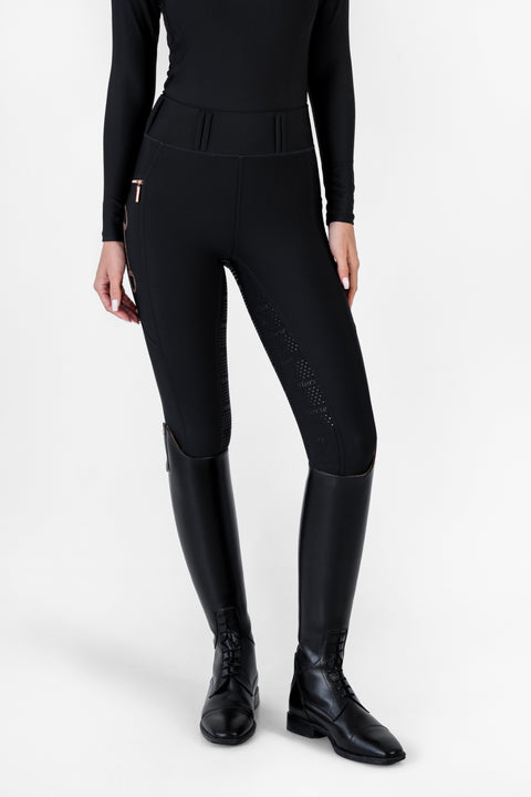 CRYSTAL KYLIE - RIDING LEGGINGS | BLACK ROSE GOLD