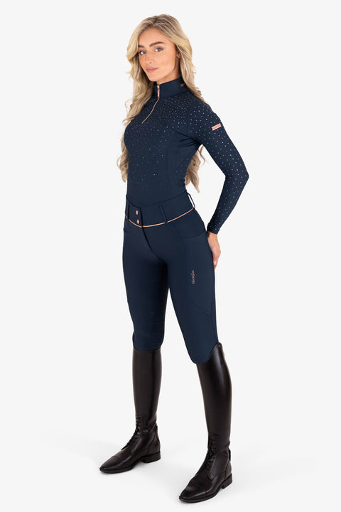 KYLIE - BASE LAYER LONG SLEEVE | NAVY ROSE GOLD CRYSTAL