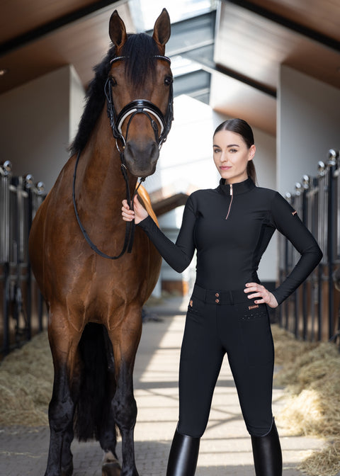 Hailey - 𝐑𝐞𝐢𝐭𝐡𝐨𝐬𝐞𝐧 zum Reiten| Schwarz "Roségold" Swarovski Sternenstaub |Vollbesatz