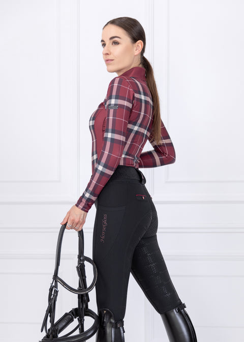 KYLIE - RIDING LEGGINGS | BLACK X ROSE BERRY