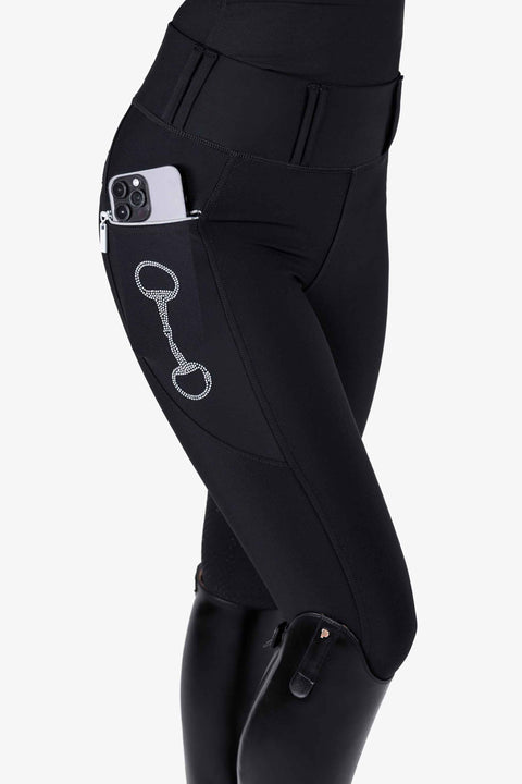 CRYSTAL KYLIE - RIDING LEGGINGS | BLACK - WHITE CRYSTALS
