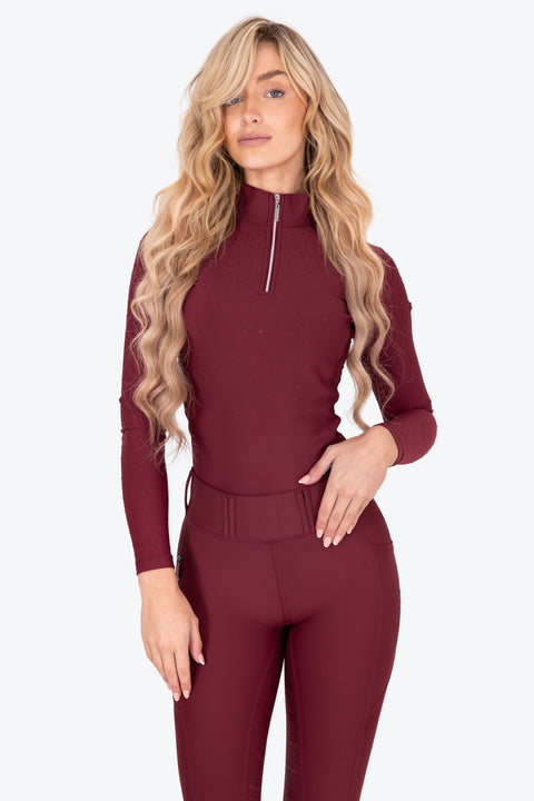 Kylie – Langarm-Baselayer | Rose Berry mit Rose Berry-Kristallen