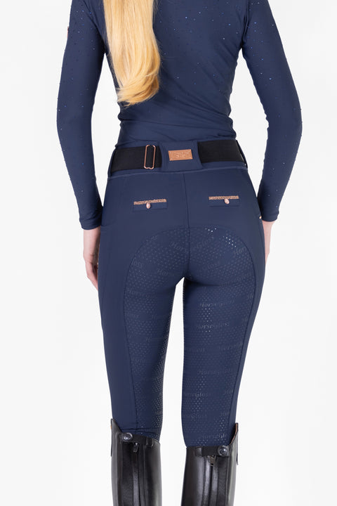 CRYSTAL KYLIE - RIDING LEGGINGS | NAVY ROSE GOLD
